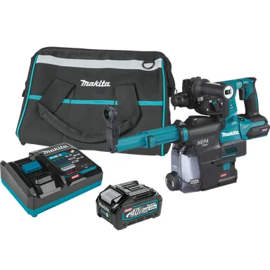 Makita GRH01M1W, kit: Makita GRH01M1W 40V max XGT Brushless Cordless 1-1/8" SDS-PLUS AVT Rotary Hammer Kit w/ Dust Extractor, AFT, AWS Capable (4.0Ah)