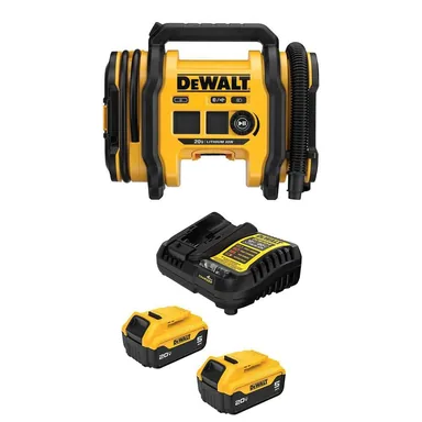 DeWalt DCC020IBW205-2C, bundle: 20V MAX Lithium-Ion Cordless Electric Portable Inflator with (2) 5.0 Ah Batteries and Charger