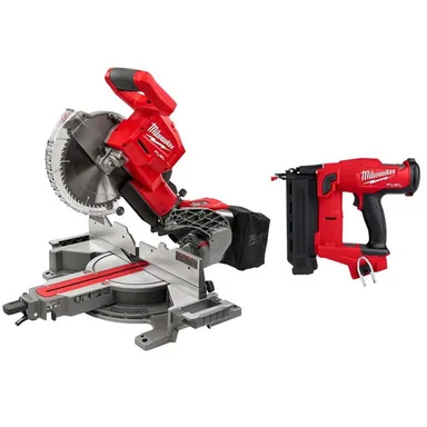 Milwaukee 2734-20-2746-20, bundle: M18 FUEL 18V Lithium-Ion Brushless 10 in. Cordless Dual Bevel Sliding Compound Miter Saw with 18-Gauge Brad Nailer