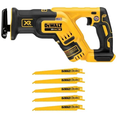 DeWalt DCS367BWDW4802, bundle: 20-Volt MAX XR Cordless Brushless Compact Reciprocating Saw (Tool Only) and 6 in. 6 TPI Reciprocating Saw Blade (5-Pack)