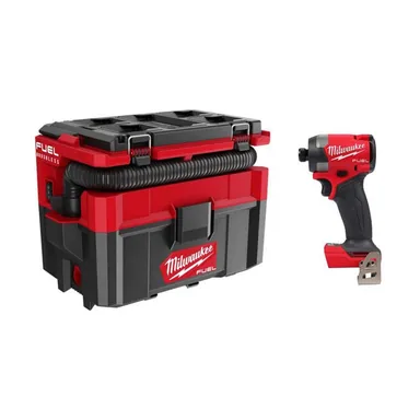 Milwaukee 0970-20-2953-20, bundle: M18 FUEL PACKOUT 18-Volt Lithium-Ion Cordless 2.5 Gal. Wet/Dry Vacuum with M18 FUEL 1/4 in. Hex Impact Driver