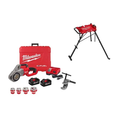 Milwaukee 2870-22-48-22-8690, bundle: M18 Fuel One-Key Cordless Brushless Pipe Threader Kit with Tripod Chain Vise Stand (2-Tool)