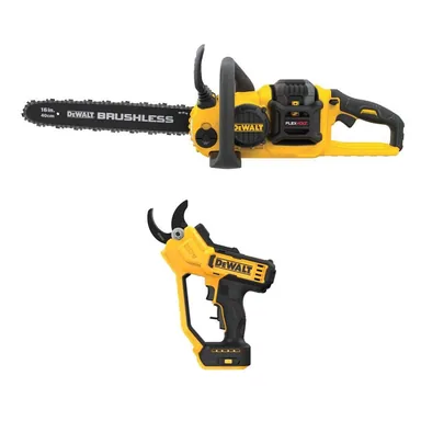 DeWalt DCCS670T1WR320B, bundle: FLEXVOLT 60V MAX 16 in. Brushless Cordless Chainsaw Kit with (1) 2.0 Ah Battery and Charger w/20V Pruner