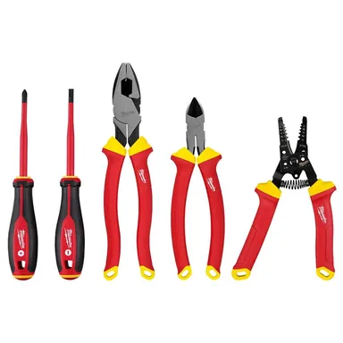 Milwaukee 48-22-2215, unpowered: 1000V Insulated Hand Tool Set (5-Piece) (photograph from the Home Depot listing)