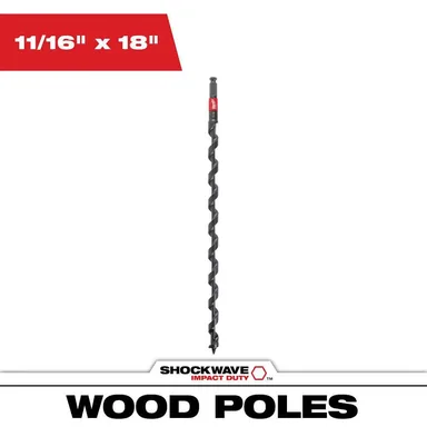 Milwaukee 48-13-6705, accessory: 11/16 in. x 18 in. Shockwave Lineman's Impact Auger Bit