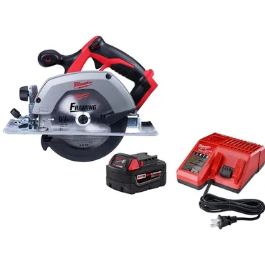 Milwaukee 48-59-1850-2630-20, bundle: M18 18V Lithium-Ion Cordless 6-1/2 in. Circular Saw with M18 Starter Kit One 5.0Ah Battery and Charger