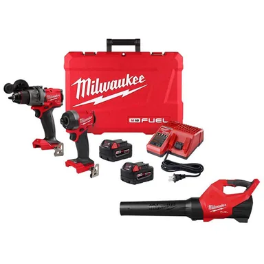 Milwaukee 3697-22-3017-20, bundle: M18 FUEL 18V Lithium-Ion Brushless Cordless Hammer Drill and Impact Driver Combo Kit and M18 FUEL Blower