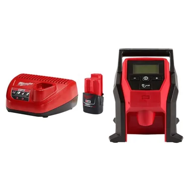 Milwaukee 48-59-2420-2475-20, bundle: M12 12-Volt Lithium-Ion Compact Battery Pack 2.0Ah and Charger Starter Kit & M12 Inflator