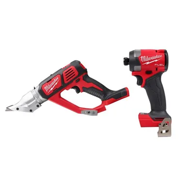 Milwaukee 2635-20-2953-20, bundle: M18 18-Volt Lith-Ion Cordless 18-Gauge Double Cut Metal Shear w/ 1/4 in. Impact Driver