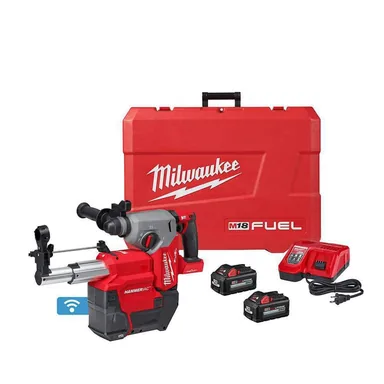 Milwaukee 2914-22DE, kit: M18 FUEL ONE-KEY 18V Lithium-Ion Brushless Cordless 1 in. SDS-Plus Rotary Hammer W/Dust Extractor Kit (photograph from the Home Depot listing)