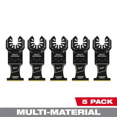Milwaukee 49-25-1526, accessory: 1-3/8 in. Carbide Universal Fit Extreme Wood and Metal Cutting Multi-Tool Oscillating Blade (5-Pack) (photograph from the Home Depot listing)