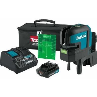 Makita SK106GDNAX, kit: Makita SK106GDNAX 12V max CXT Lithium-Ion Cordless Self-Leveling Cross-Line/4-Point Green Beam Laser Kit (2.0Ah)