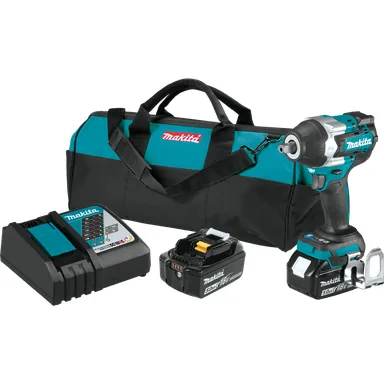 Makita XWT18T, kit: Makita XWT18T 18V LXT Lithium-Ion Brushless Cordless 4-Speed Mid-Torque 1/2" Sq. Drive Impact Wrench Kit w/ Detent Anvil (5.0Ah)