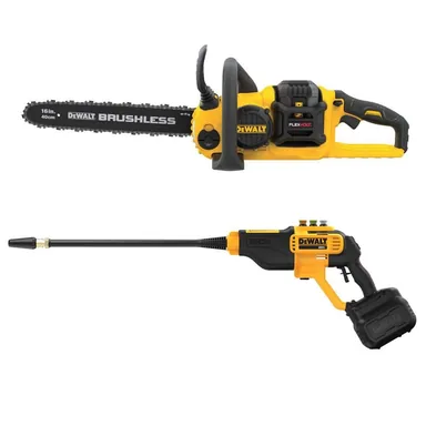 DeWalt DCCS670T1WW550B, bundle: FLEXVOLT 60V MAX 16 in. Brushless Cordless Chainsaw Kit with (1) 2.0 Ah Battery and Charger w/20V 550 PSI Power Cleaner