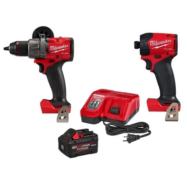 Milwaukee 2904-20-2761-20-48-59-1881, bundle: M18 FUEL 18V Lithium-Ion Cordless 1/2 in. Hammer Drill/Driver w/ 1/4 in. SURGE Impact Driver, 8.0 Battery, & Charger