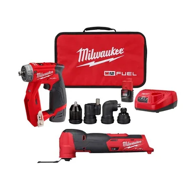 Milwaukee 2505-22-2526-20, bundle: M12 FUEL 12V Lithium-Ion Brushless Cordless 4-in-1 Installation 3/8 in. Drill Driver & Multi-Tool Combo Kit (2-Tool)
