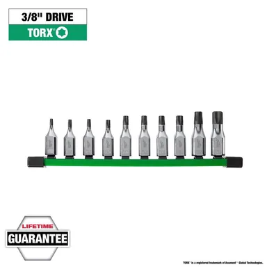 Milwaukee 48-22-9531, unpowered: 3/8 in. Drive Torx Bit Socket Set (10-Piece)