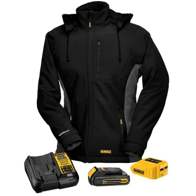 DeWalt DCHJ066C1-2XL, kit: Womens 2X-Large Black 20-Volt/12-Volt MAX Heated Hooded Jacket Kit with 20-Volt Lithium-Ion MAX Battery and Charger