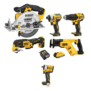 DeWalt DCK540D1WCF921B, bundle: 20V MAX Lithium-Ion Cordless Combo Kit(5-Tool) & ATOMIC 20V MAX Brushless 1/2 in. Impact Wrench w/ 2Ah Battery & Charger