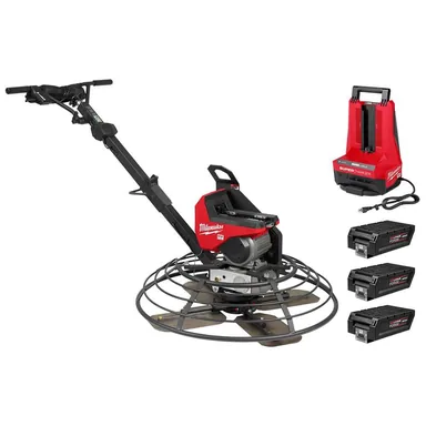 Milwaukee MXF336-3HD, kit: MX FUEL Lithium-Ion Cordless 36 in. Walk-Behind Trowel Kit with (3) FORGE HD12.0 Batteries and (1) MX FUEL Super Charger