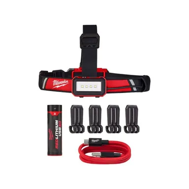 Milwaukee 2115-21-X5, kit: 600 Lumens LED REDLITHIUM USB Low-Profile Hard Hat Headlamp (5-Pack)