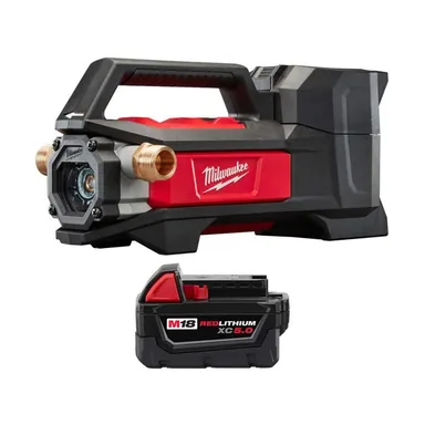 Milwaukee 2771-20-48-11-1850, bundle: M18 18-Volt 1/4 hp. Lithium-Ion Cordless Transfer Pump with M18 18-Volt 5.0 Ah Lithium-Ion XC Battery Pack