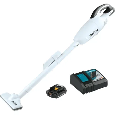 Makita XLC02RB1W, kit: Makita XLC02RB1W 18V LXT Lithium-Ion Cordless Compact Stick Vacuum Kit, w/ Trigger (2.0Ah)
