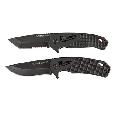Milwaukee 48-22-1998-48-22-1999, bundle: 3 in. Hardline D2 Steel Serrated Blade Pocket Folding Knife& 3.5 in. Hardline D2 Steel Smooth Blade Pocket Folding Knife