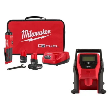 Milwaukee 3486-22-2475-20, bundle: M12 FUEL 12V Lithium-Ion Brushless Cordless 1/4 in. Straight Die Grinder & M12 Inflator