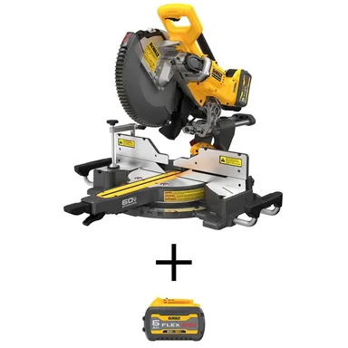 DeWalt DCS781X1WB606, bundle: Flexvolt 60-Volt Lithium-Ion 12 in. Cordless Sliding Miter Saw Kit w/ 9.0Ah Battery Pack, 6.0Ah Battery Pack and Charger