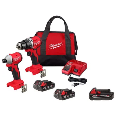 Milwaukee 3692-22CT-48-11-1820, bundle: M18 18V Lithium-Ion Brushless Cordless Compact Drill/Impact Combo Kit (2-Tool) w/(3) 2.0Ah Batteries