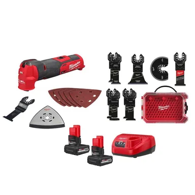 Milwaukee 2526-20-48-59-2450P-49-10-9113, bundle: M12 FUEL 12V Oscillating Multi-Tool w/5.0Ah Battery 2-Pk Starter Kit & Blade Kit (9-Pc)