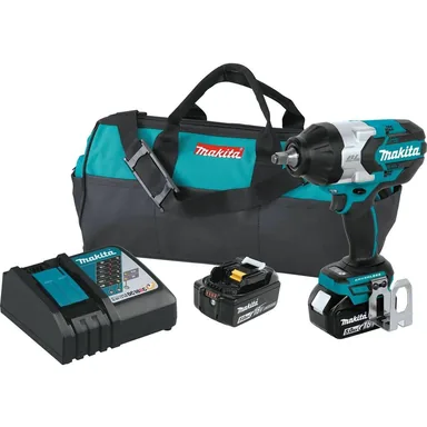 Makita XWT08T, kit: Makita XWT08T 18V LXT Lithium-Ion Brushless Cordless High-Torque 1/2" Sq. Drive Impact Wrench Kit w/ Friction Ring Anvil (5.0Ah)