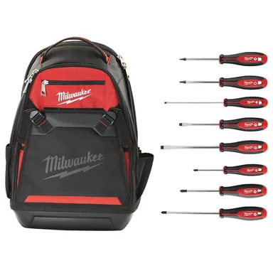 Milwaukee 48-22-8200-48-22-2718, bundle: Jobsite Backpack with Screwdriver Set (8-Piece)