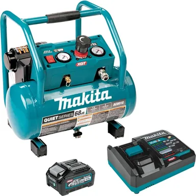 Makita AC001GM1, kit: Makita AC001GM1 40V max XGT Brushless Cordless 2 Gallon Quiet Series Compressor Kit (4.0Ah)