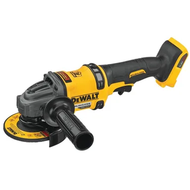 DeWalt DCG418B, bare tool: FLEXVOLT 60V MAX Cordless Brushless 4.5 in. to 6 in. Small Angle Grinder with Kickback Brake (Tool Only) (photograph from the Home Depot listing)