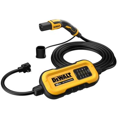 DeWalt DXPAEV016-TL, standalone tool: Level-2 Portable Electric Vehicle EV Charger up to 16 Amps, 120-240-Volt AC 3.8 KW, 25 Ft. Cable, Weatherproof, NACS