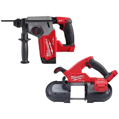 Milwaukee 2912-20-2829-20, bundle: M18 FUEL 18V Lithium-Ion Brushless Cordless 1 in. SDS-Plus Rotary Hammer with Compact Bandsaw (2-Tool)