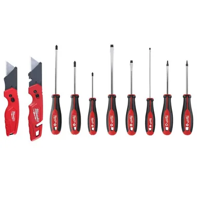 Milwaukee 48-22-2718-48-22-1503, bundle: Screwdriver Set with FASTBACK Utility Knifes (10-Piece)