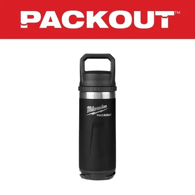 Milwaukee 48-22-8382B, accessory: PACKOUT Black 18 oz. Insulated Bottle W/Chug Lid