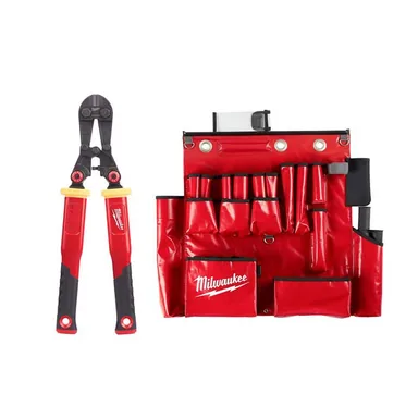 Milwaukee 48-22-4218-48-22-8290, bundle: Lineman's Aerial Tool Apron with 18 in. Fiberglass Bolt Cutter with PIVOTMOVE Rotating Handles (2-Piece)