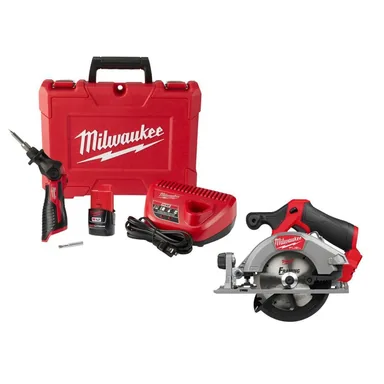 Milwaukee 2488-21-2521-20, bundle: M12 12-Volt Lithium-Ion Cordless Soldering Iron Kit with (1) 1. 5Ah Batteries, Charger, Hard Case, & Circular Saw