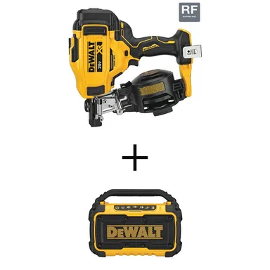 DeWalt DCN45RNBWR010, bundle: 20V MAX 15-Degree Electric Cordless Roofing Nailer with 20V MAX Cordless Bluetooth Speaker