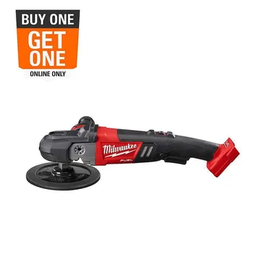 Milwaukee 2738-20, bare tool: M18 FUEL 18V Lithium-Ion Brushless Cordless 7 in. Variable Speed Polisher (Tool-Only) (photograph from the Home Depot listing)