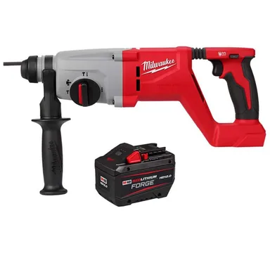 Milwaukee 2613-20-48-11-1813, bundle: M18 18V Lith-Ion Brushless Cordless 1 in. SDS-Plus D-Handle Rotary Hammer wl M18 REDLITHIUM FORGE HD 12.0 Ah Battery