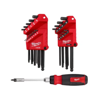 Milwaukee 48-22-2187-48-22-2904, bundle: Ball End SAE/Metric L-Key Set with 27-In-1 Ratcheting Multi-Bit Screwdriver (23-Piece)