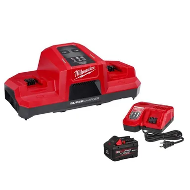 Milwaukee 48-59-1815-48-59-1881, bundle: M18 18V Dual Bay Simultaneous Super Charger w/ FORGE 8. 0Ah Battery & Charger