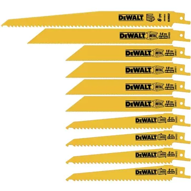 DeWalt DW4898, accessory: Bi-Metal Reciprocating Saw Blade Set with Case (10-Piece)
