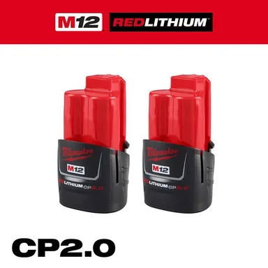 Milwaukee 48-11-2422, accessory: M12 12-Volt Lithium-Ion 2.0 Ah Compact Battery Pack (2-Pack)