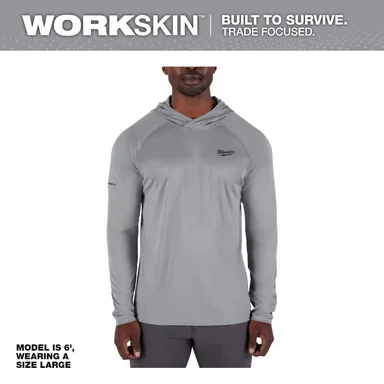 Milwaukee M550G-L, unpowered: Men's WORKSKIN Gray Large Hooded Sun Shirt